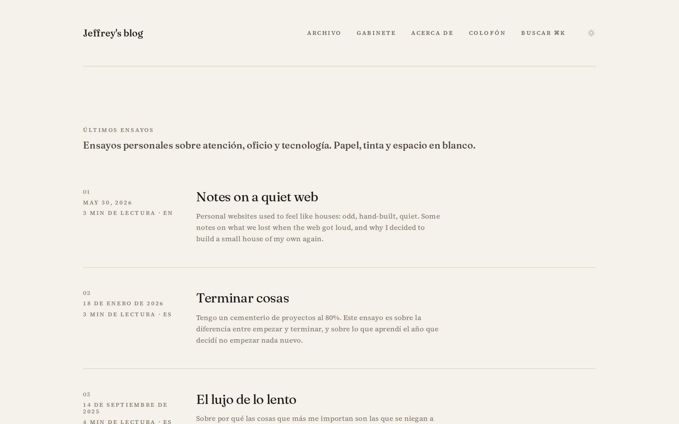 Jeffrey's Blog — Personal Essays, ES/EN